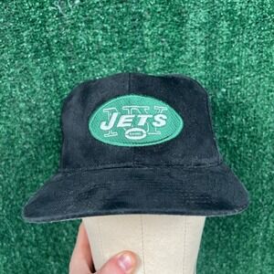VTG NFL Starter New York Jets Plain Logo Snapback Hat Cap Mens Faded Black 90s
